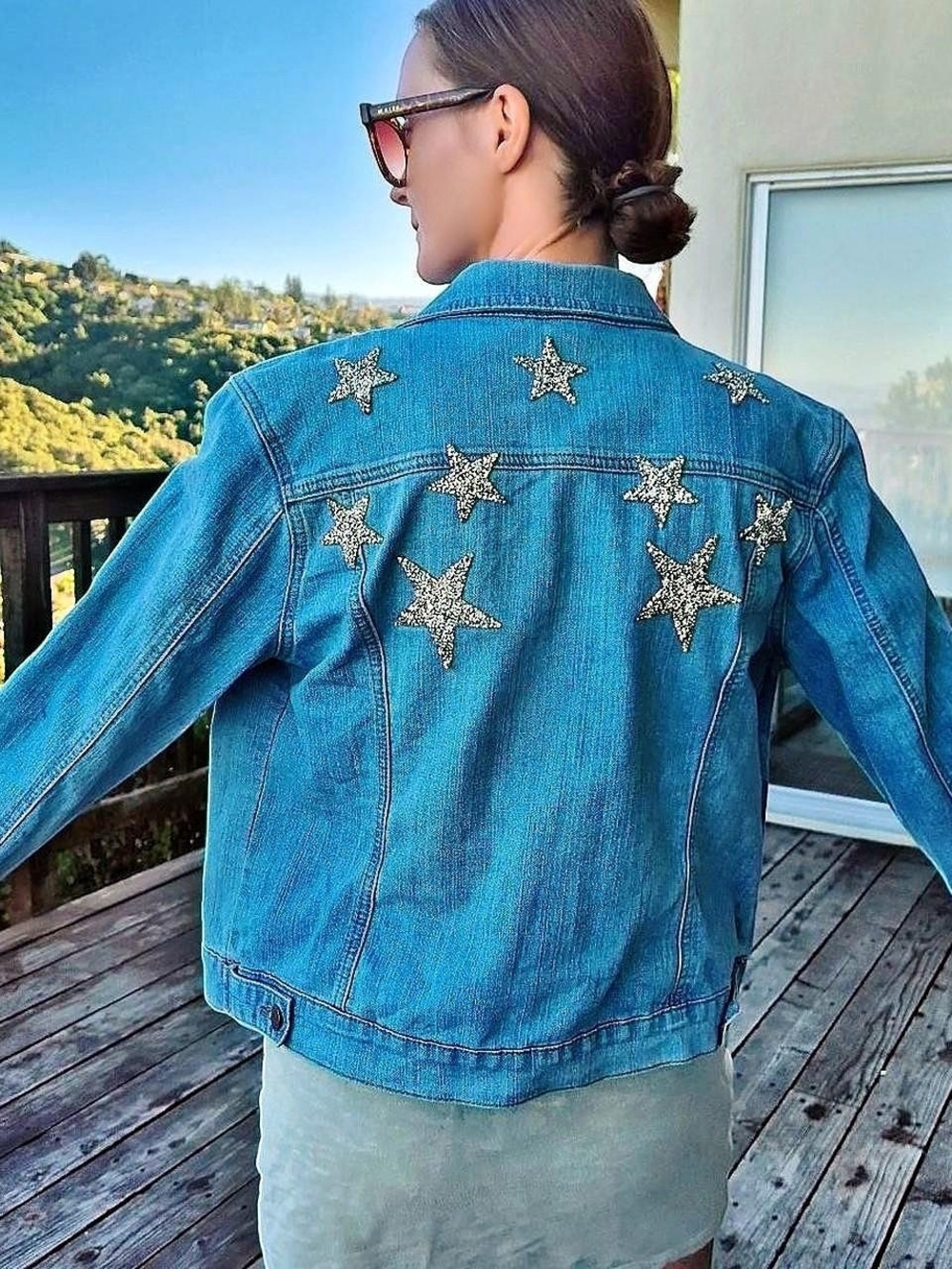 Vintage Rampage star denim jacket with Sparkle Star Embellishments Blue